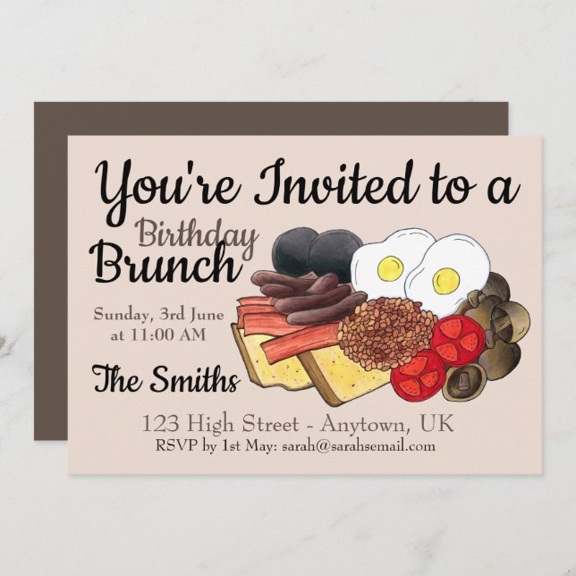Full English Breakfast UK British Food Cuisine Invitation (Front/Back)