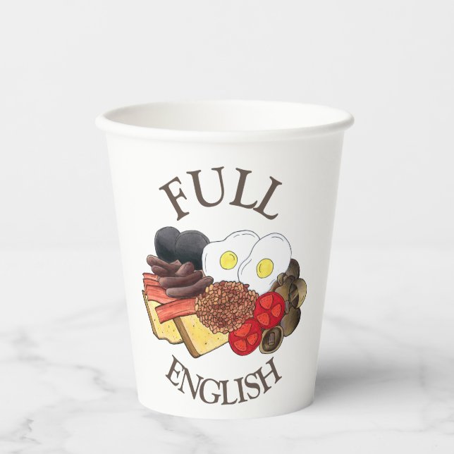 Full English Breakfast UK British Food Cuisine Paper Cups (Front)