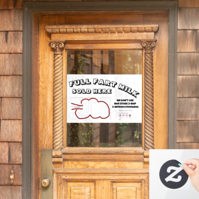 Full Fart Milk by RoseWrites Window Cling (Home Door)