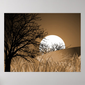 FULL FIELD MOON - ORANGE SEPIA POSTER