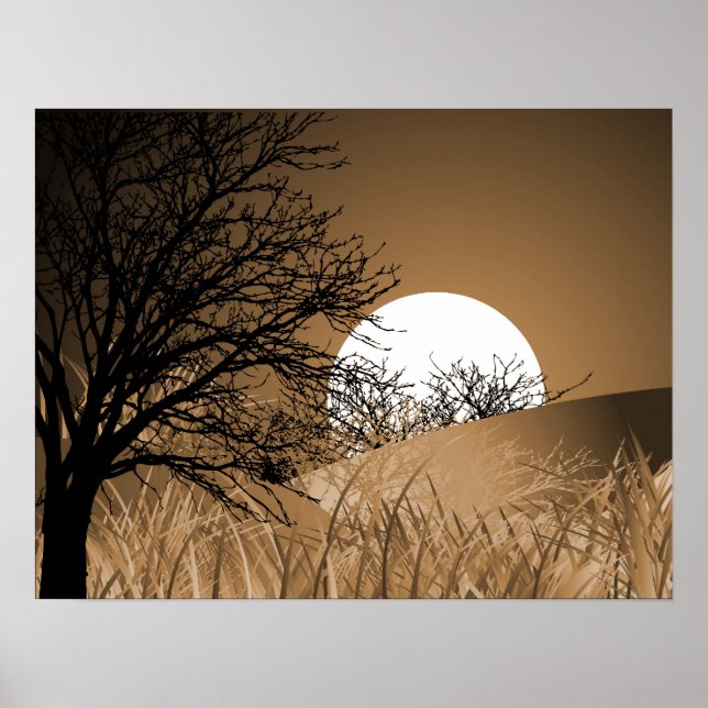 FULL FIELD MOON - ORANGE SEPIA POSTER (Front)