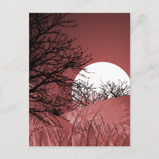 FULL FIELD MOON - RED POSTCARD