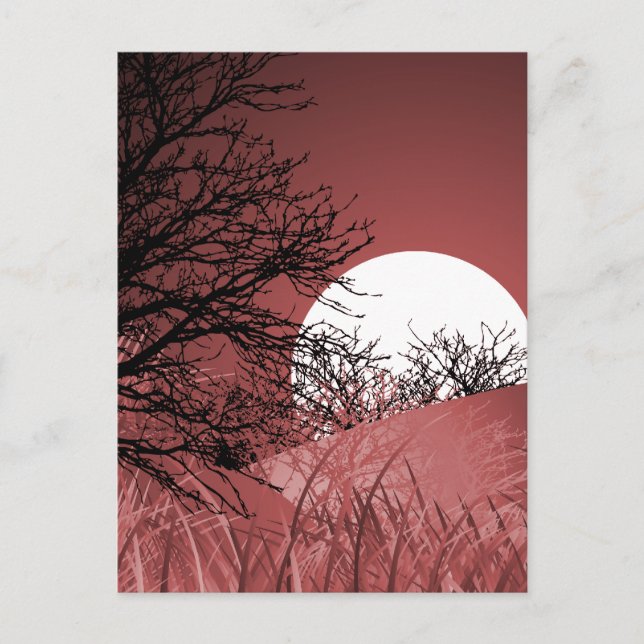FULL FIELD MOON - RED POSTCARD (Front)