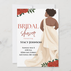 Full-Figured African-American Bride Bridal Shower Invitation