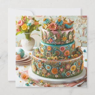 FULL FLORAL THEMED BIRTHDAY CAKE CARD