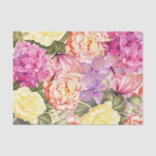 Full Flowers with Butterfly Decoupage Tissue Paper