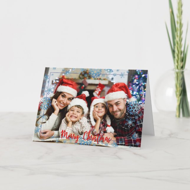 Full Front Photo Snowy Christmas Holiday Card (Front)