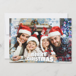 Full Front Photo Text on Back Merry Christmas Holiday Card