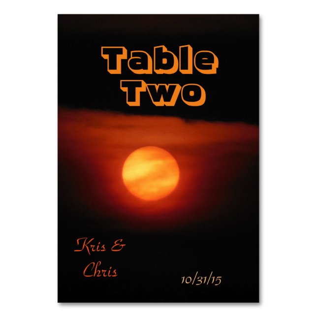 Full Harvest Moon Wedding Table Number (Front)