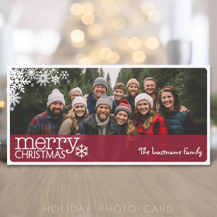Full Horizontal Photo - Red Merry Christmas Holiday Card