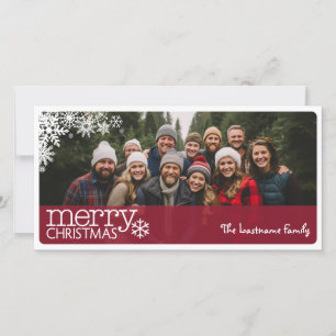 Full Horizontal Photo - Red Merry Christmas Holiday Card
