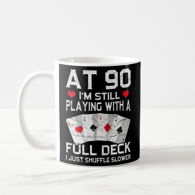 Full House Card Hand 90Th 90 Cards Coffee Mug (Left)