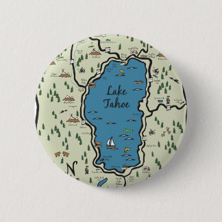 Full Lake Tahoe Area Map 6 Cm Round Badge