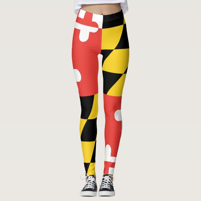 Full Leg Maryland Flag Leggings Yoga Pants (Front)
