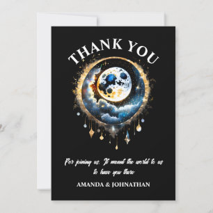Full moon 3D celestial starry night elegant DIY Thank You Card