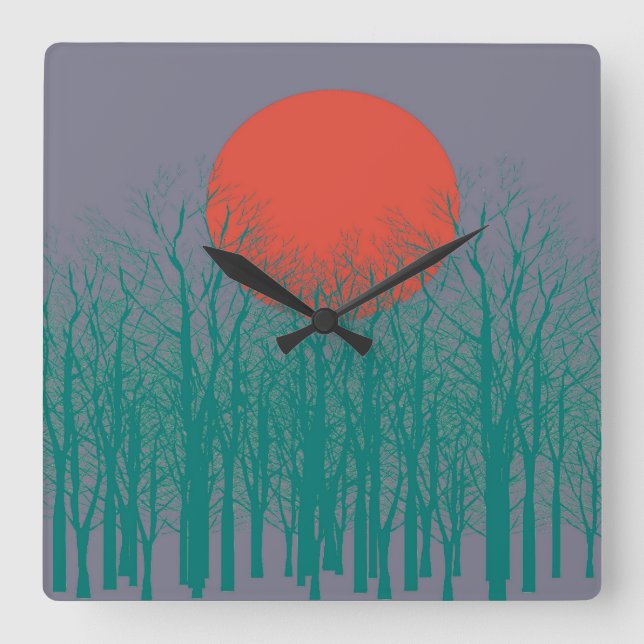 Full Moon #6 Square Wall Clock (Front)