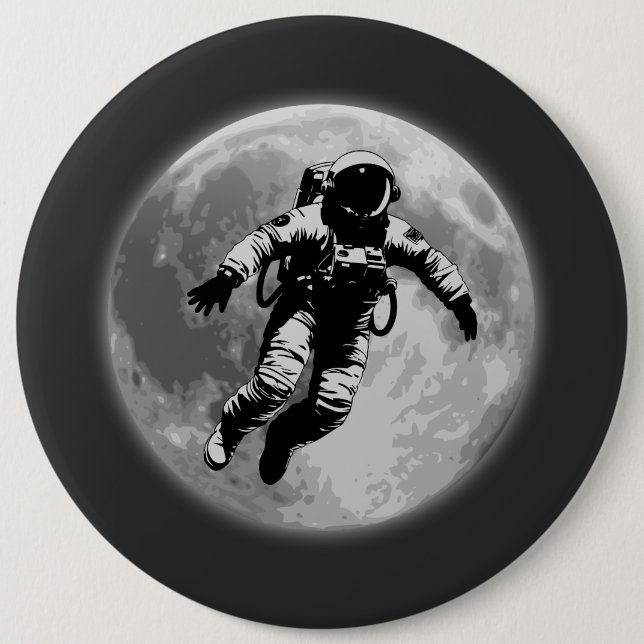 Full Moon and Astronaut 6 Cm Round Badge (Front)