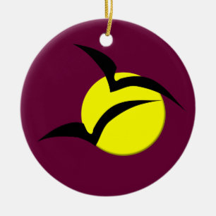 Full Moon and Bats Pendant Ceramic Tree Decoration