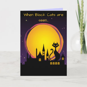 Full Moon and Black Cat Halloween Card