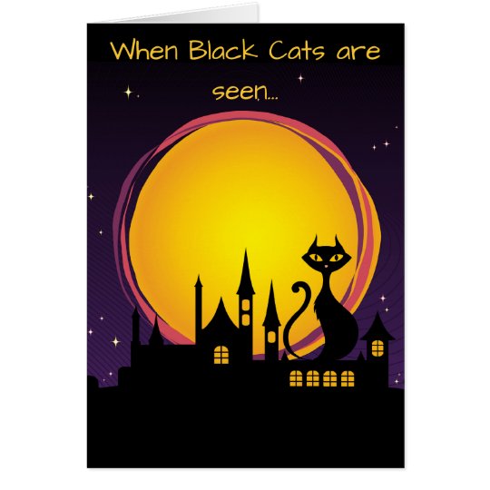 Full Moon and Black Cat Halloween Card