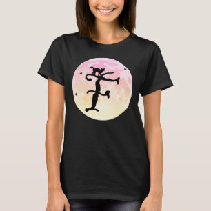 Full Moon and Cat F Initial Monogram T-Shirt
