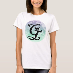 Full Moon and Cat G Initial Monogram T-Shirt
