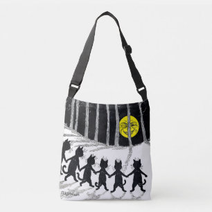 Full moon and Cats, Louis Wain Crossbody Bag