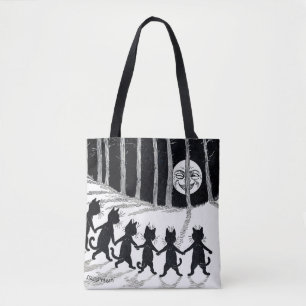 Full moon and Cats, Louis Wain Tote Bag