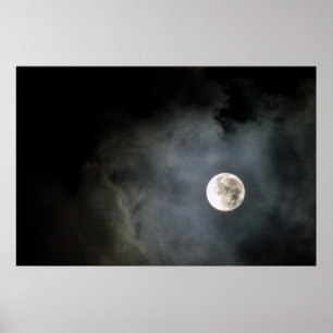 Full Moon and Clouds Poster