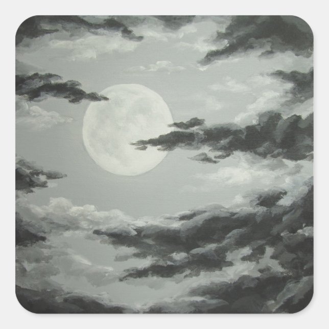 Full Moon and Cloudy Night Sky Sticker (Front)