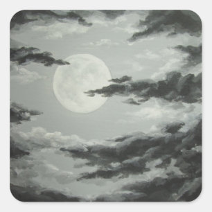 Full Moon and Cloudy Night Sky Sticker