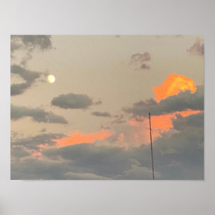 Full Moon 🌝 And Colourful Clouds ☁️ Poster
