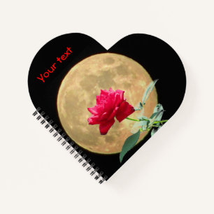 Full Moon and Full Bloom Red Rose Notebook