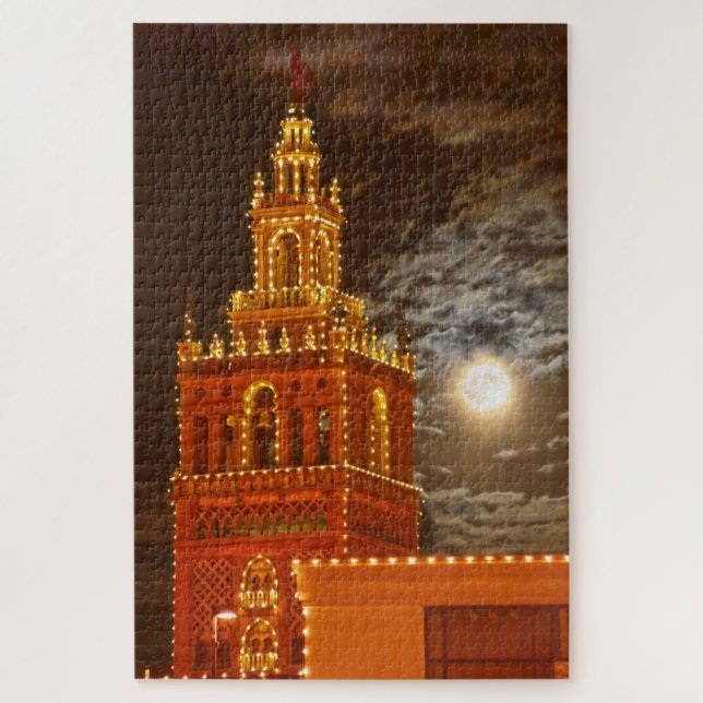 Full Moon and Giralda Tower, Kansas City, Missouri Jigsaw Puzzle (Vertical)