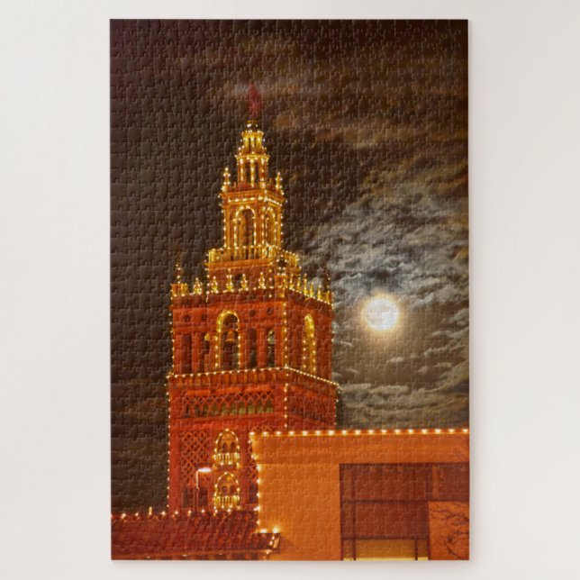 Full Moon and Giralda Tower, Kansas City, Missouri Jigsaw Puzzle (Vertical)