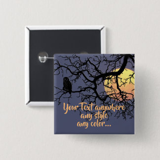 Full Moon and Owl Silhouette 15 Cm Square Badge