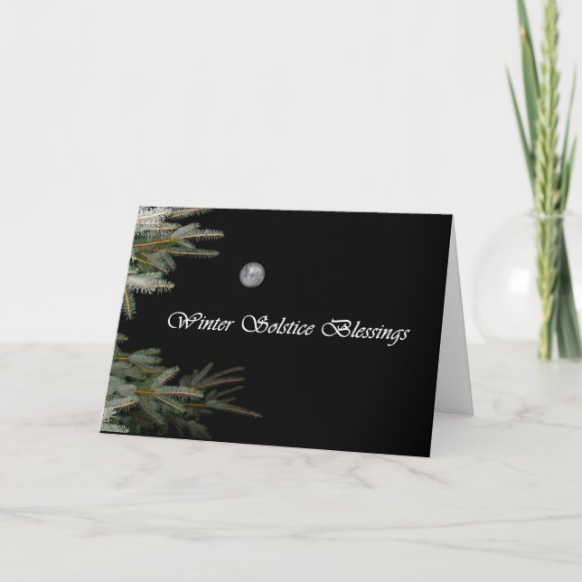 Full Moon and Pine Tree Yule Card (Front)