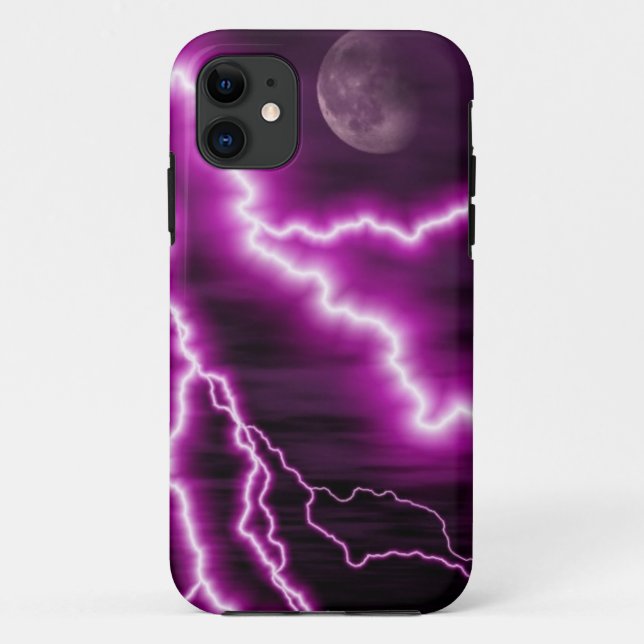 Full Moon and Purple Lightning Case-Mate iPhone Case (Back)