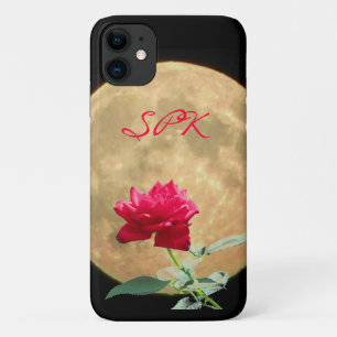 Full Moon and Red Rose Personalised iPhone 11 Case