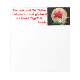 Full Moon and Red Rose with Quote Notepad