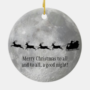 Full Moon and Santa Design Ornament