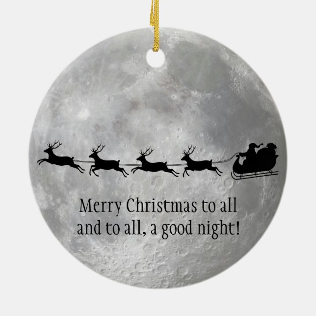 Full Moon and Santa Design Ornament (Back)