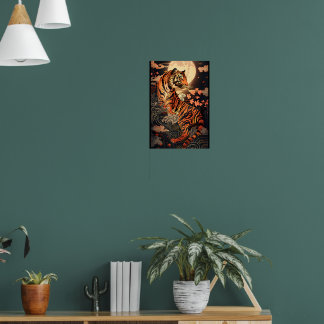 Full moon and tiger, night silence /Full moon and Poster