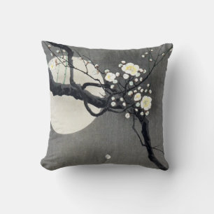 Full Moon and White Plum Blossom, Ohara Koson Cushion
