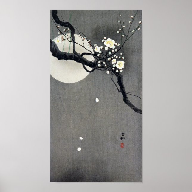 Full Moon and White Plum Blossom, Ohara Koson Poster (Front)