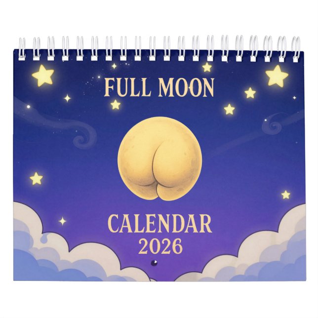 Full Moon Animals 2026 Funny Wall Calendar (Cover)