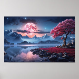Full Moon Art Night Sky Poster Art 
