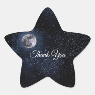 Full Moon Astrology Stars Celestial Blue White  Star Sticker
