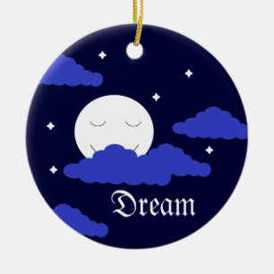 Full Moon at Midnight & Stars: Ceramic Tree Decoration