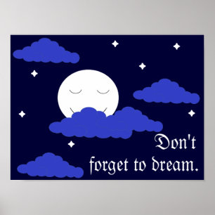 Full Moon at Midnight & Stars Poster